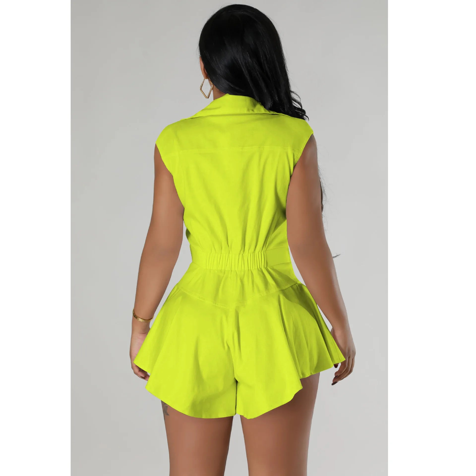 2024 Sommer Damenbekleidung Neue Bestseller Mode Revers Ärmellos Knopfleiste Damen Jumpsuits