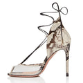 Plus Size New Arrival Sexy Ankle Wrap Women Shoes Peep Toe PVC Stiletto Party High Heels Snake Print Sandals