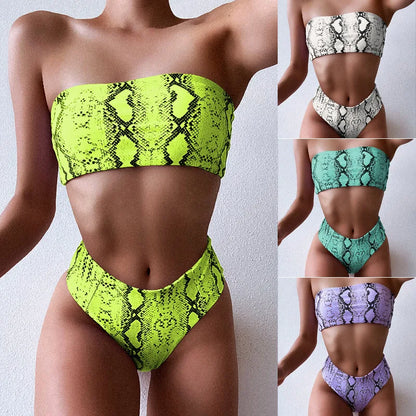 Sexy Bandeau Bikinis Damen Badeanzug Push Up Bademode Print Bikini Set Weibliche Brasilianische Bikinis Strandmode Sommer High Waist Swim