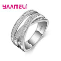 Moda Donna Uomo Anelli Argento sterling 925 Colore Gioielli Intarsio di cristallo Overpass Croce Bague Bijoux Dropshipping 5-13