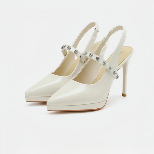 High-heeled Shoe Women Stiletto Pointed Toe Back Empty Sandals Elegant Medium-heel Sandals for Ladies