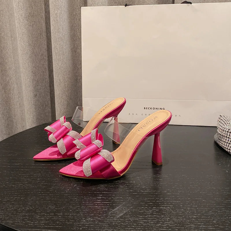 Sandales de mariage à bout ouvert avec lacets pour les mariages d'été, nouveau design sexy avec nœud, de marque célèbre pour femmes