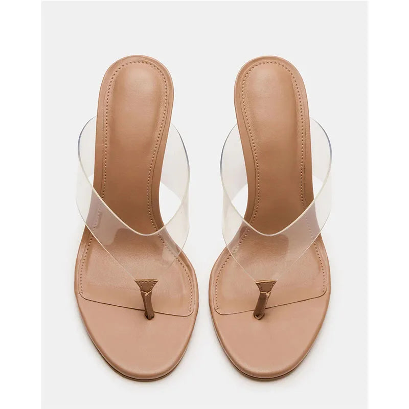 Custom Women's Lightweight High-Heeled Sandals Summer Antislip Clear Upper Breathable Height Increasing Heel Sexy Style