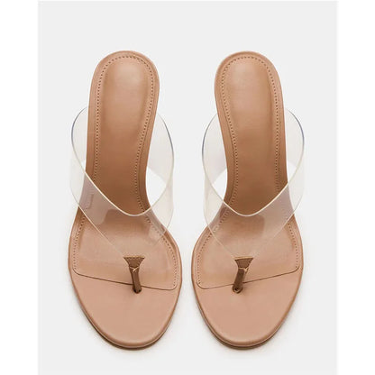 Custom Women's Lightweight High-Heeled Sandals Summer Antislip Clear Upper Breathable Height Increasing Heel Sexy Style