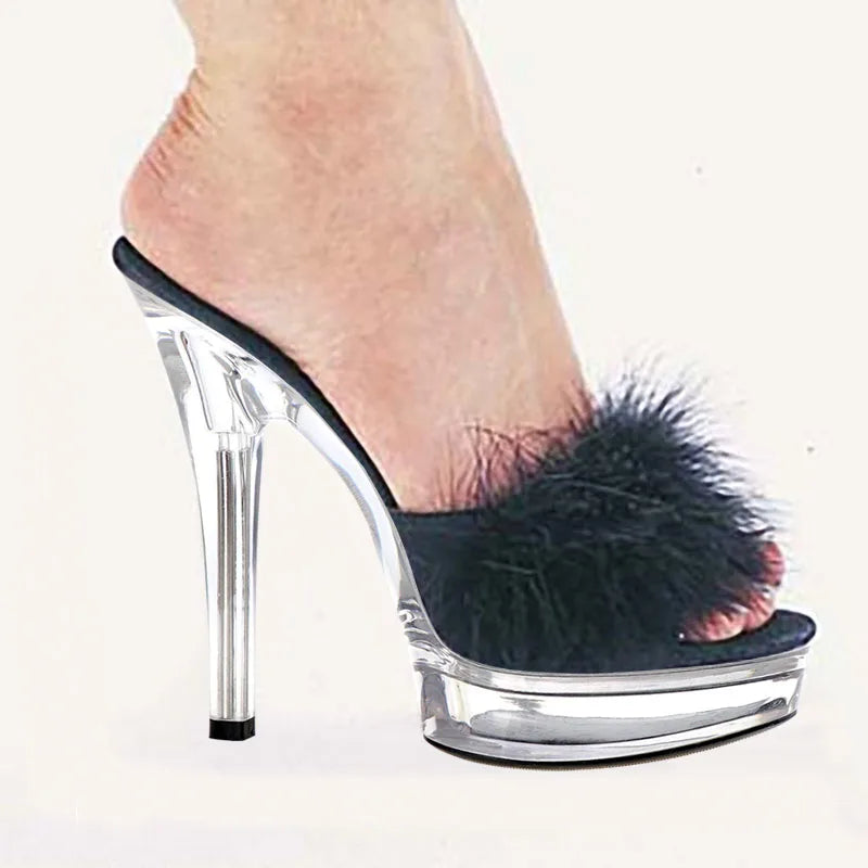 13 cm Transparente Stiletto High Heels Mode Leichte Zehenpartie Plateau High Heels Club Sexy Stripper Große Zehenpartie Sommer Sandalen