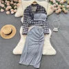 ANSZKTN Sommer Damen Sommeranzug Damen Sonnenschutzhemd Vielseitiger sexy BH Faltenrock Dreiteiler Mode