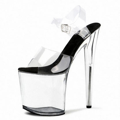Sandales princesse en cristal de 8 pouces pour femmes Talons spéciaux d'entraînement pour mariage boîte de nuit Chaussures de pole dance de 20 cm Amorti d'été