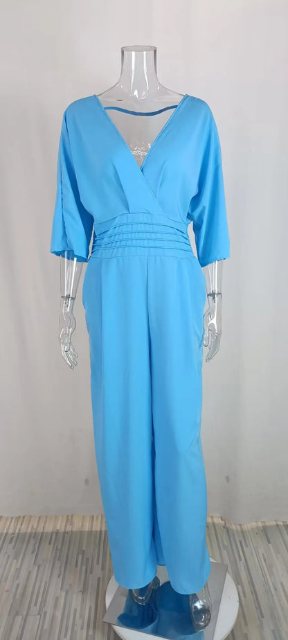 Combinaison élégante d'hiver pour femmes S-3XL, à manches courtes, col en V, couleur unie, style décontracté européen et américain.