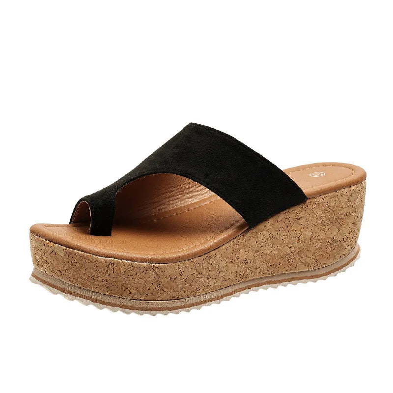 Sandales Compensées Léopard Grande Taille pour Femmes Nouvelles Pantoufles Mixtes à la Mode avec Fermeture à Enfiler Épaisse et Respirante