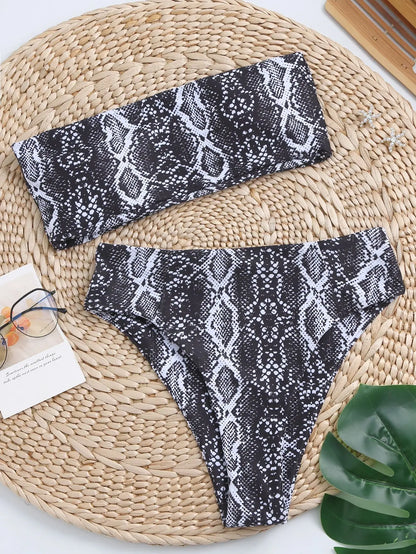 Sexy Bandeau Bikinis Damen Badeanzug Push Up Bademode Print Bikini Set Weibliche Brasilianische Bikinis Strandmode Sommer High Waist Swim