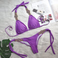 Sexy Luxury Crystal Diamond Bikini Plain Female Split Bandage Swimsuit Metal Accessories Swimsuit Jewelry Swimwear