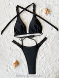Summer Brazilian Micro Bikini Set Reflective Two Piece Thong Swimwear Sexy Geometric Beachwear Set Custom Logo for Women 2024