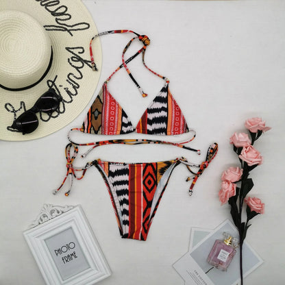 Custom Printed Brazilian Bikini Set Triangle Bikini Swimming Suits Bathing Suit Women Summer Beachwear String Bikini