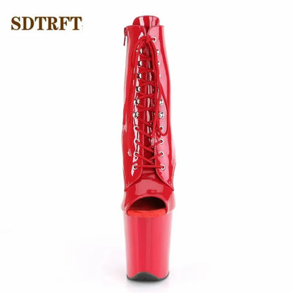 SDTRFT Tacchi a spillo 20 cm Tacchi sottili Stivaletti piattaforme trasparenti scarpe Donna Botas Mujer Décolleté da festa Sandali open toe estivi