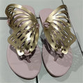 Summer New Fashion Girls Open Toe Flat Outdoor for Slippers Butterfly Leather Sandals Light Weight Breathable and Anti-Slippery
