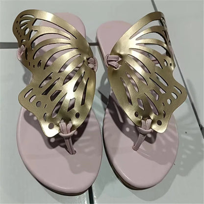 Nouvelle Mode Été Filles Bout Ouvert Plat Extérieur pour Chaussons Papillon Sandales en Cuir Léger Respirant et Antidérapant