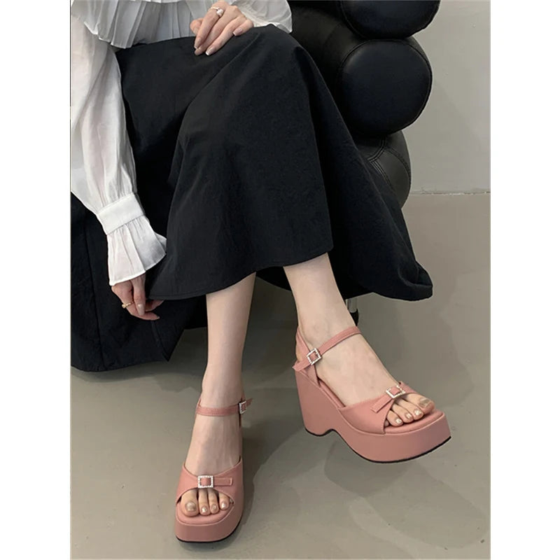 Sandales Femme à Bout Ouvert, Nouveaux Chaussures de Mariage d'Été pour Mariée, à la Mode, Bout Fermé, Bout Pointu Ouvert, Plateforme, Doublure en Maille, Printemps