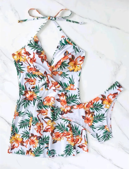 XCTM-YMF2205 Women's Fashion Cover up Beachwear Halter Bikini Swimdress Two Piece Swimwear Eco Friendly Swimwear