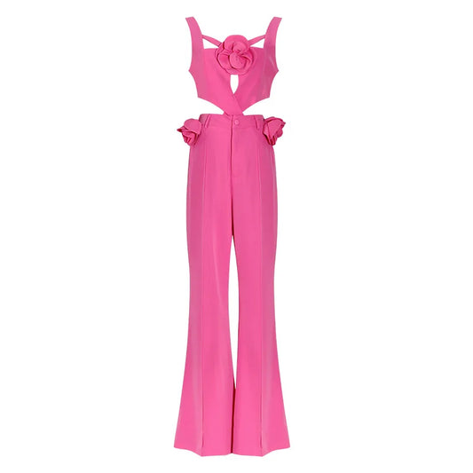 Nouvelle Arrivée Combinaison Femme Printemps Été Fleur Trois-dimensions Gilet Croisé Détachable Avec Pantalon Combinaison Deux Pièces