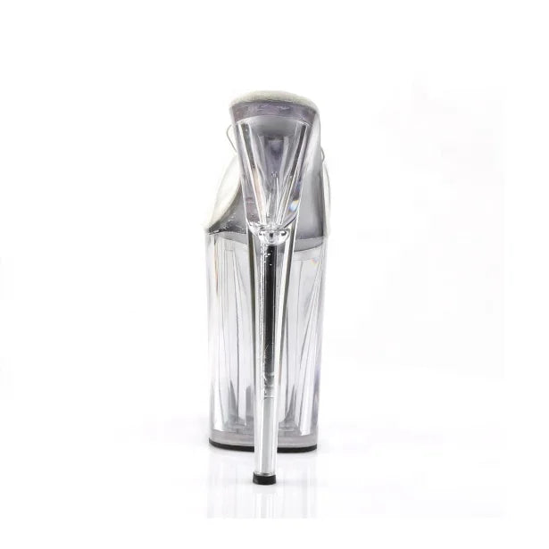 Rncksi 23cm 9 Inch Crystal Transparent Sole Platform Open Toe PVC High Heels Sandals with Sequins Sexy Design Height Increasing