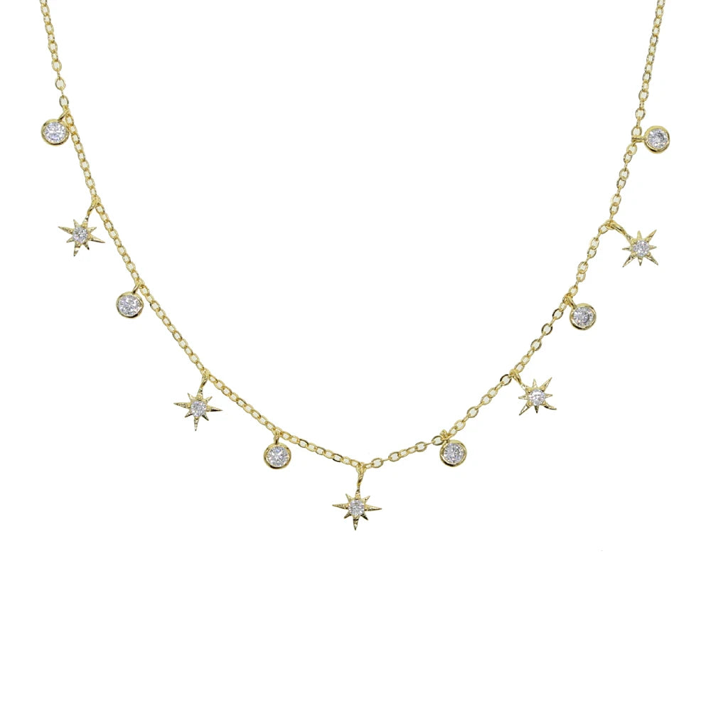 promozione cz stella fascino collana girocollo oro argento colore 2020 nuovi gioielli da donna alla moda all'ingrosso caldi