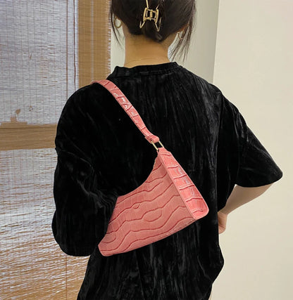 Borse in pelle PU moda per donna Borsa da ascella modello alligatore Borsa da donna piccola borsa a tracolla sotto le ascelle