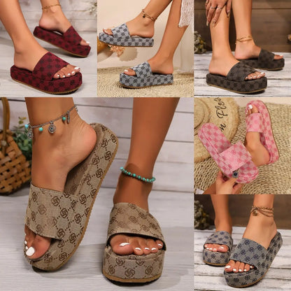 2027 NEW KJ 2025 Best Selling Women's Summer Fashion Trend Platform Open Toe Flip-Flops Wedges Comfortable Arch Support