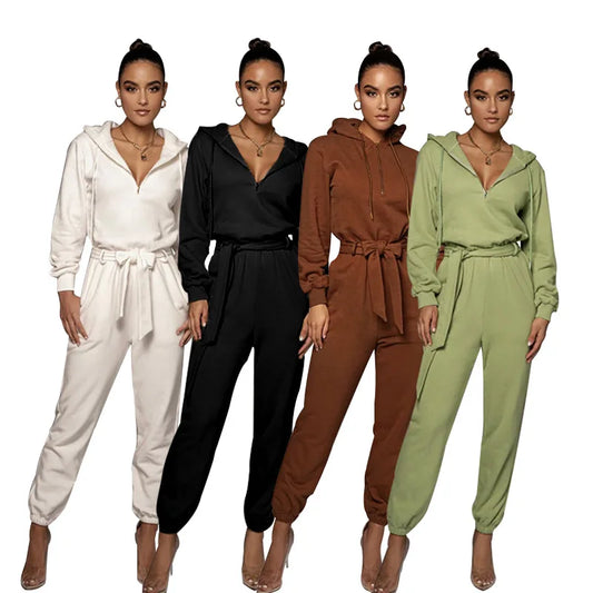 Combinaison Femme en Coton Uni à Manches Longues, Mode Décontractée, Combinaison Solide, Vêtements de Loisirs Printemps 2022