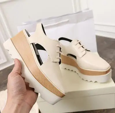 Genuine Leather Buckle Strap Sandals Breathable Sneakers Stars women summer rivets shoes Korean Style Platform Casual Shoes