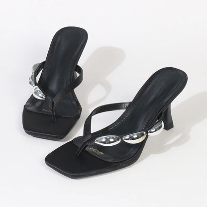 Y 36-42 Sandales grande taille pour femmes à la mode, sandales simples à talons aiguilles, polyvalentes, sexy, pour soirée