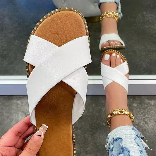 Big Size Women's New Korean Version Ins Flat Sandals for Summer Versatile  Outdoor Wear Non-slip Home Slippers Wear-resistant