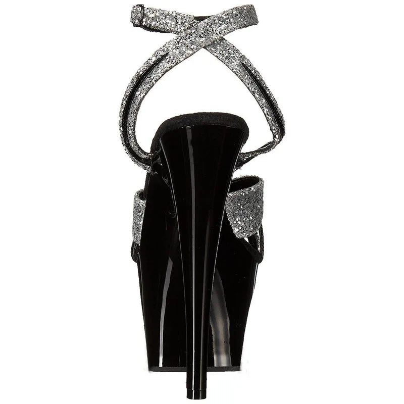 17cm Thin Heel Red Stripper Shoes Nightclub Sexy Platform Pole Dance High Heels Summer Leaky Toe Large Sandals