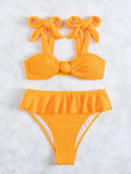 CYFS- 534 New Sexy Bikini  Special  Solid Yellow Bra High Waist Bathing Suit Accessories Women's Beachwear