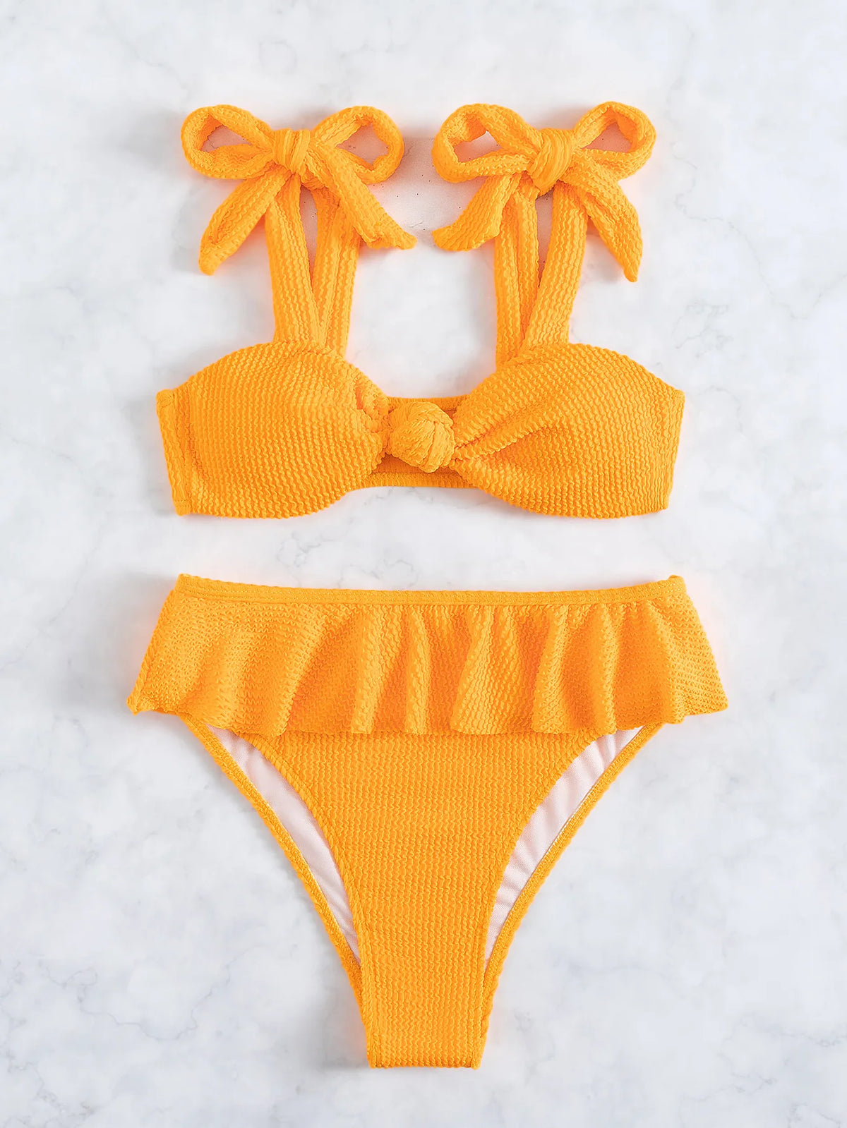 CYFS-534 Neuer sexy Bikini speziell, einfarbiger gelber BH, Badeanzug mit hoher Taille, Accessoires für Damen-Strandbekleidung