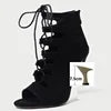 Chaussures latines roses à bout ouvert en daim, bottes de danse, Salsa, Tango, performance, pratique, chaussures de danse de salon, chaussures de jazz à la cheville pour femmes