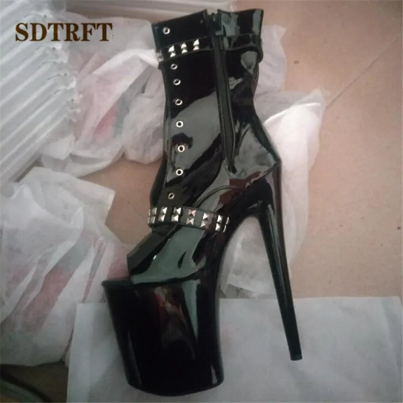 SDTRFT Tacchi a spillo 20 cm Tacchi sottili Stivaletti piattaforme trasparenti scarpe Donna Botas Mujer Décolleté da festa Sandali open toe estivi