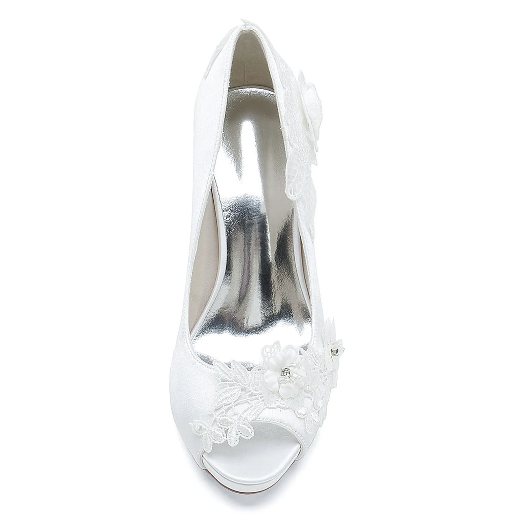 2025 Model Women's High-heeled Waterproof Platform Pointed-toe Shallow-mouth Pearl Embroidered Shoes Heels Sandals