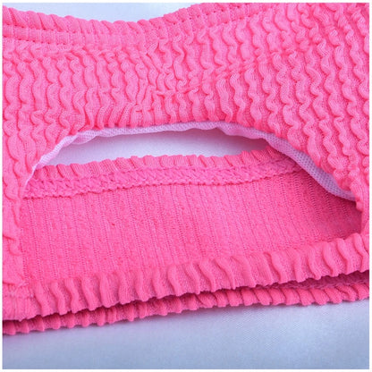 Pflaumenfarbener Neckholder-Badeanzug, sexy Mini-Ketten-Bikini-Bademode