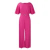 D3276 Loose Fit Fashion Overall mit Rundhalsausschnitt, hohem Bund, weitem Bein im afrikanischen Stil, aus Canvas-Stoff