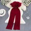Summer Fashion Strapless Jumpsuit with Feather Patchwork and High Waist Breathable Casual Belt for Going Out
