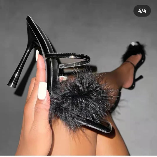 Chaussures à talons hauts pour femmes d'hiver, grandes tailles, à bout ouvert, couleur unie, talons de 5 cm, chaussures à plateforme, sandales d'été confortables