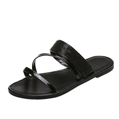 Big Size Summer New Slope Heel High Heel Flower Matsuke Heel One Line Foreign Trade Women's Sandals and Slippers Beach Shoes
