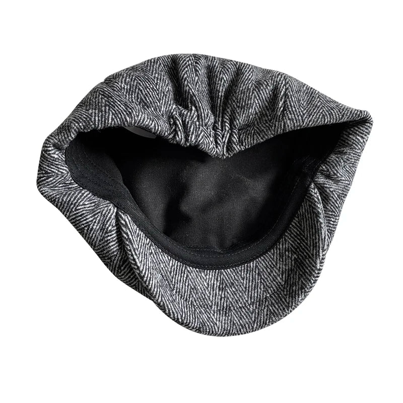 Berretto di lana per uomo Gatsby Cappello Autunno Inverno Uomo Berretti piatti Grigio a spina di pesce Berretti strillone Maschile Sombreros De Hombre Berretti NM01-2