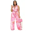 K10547 Wholesale New Summer Print Sleeveless V-neck Wide-leg Jumpsuit Women Casual Jumpsuit