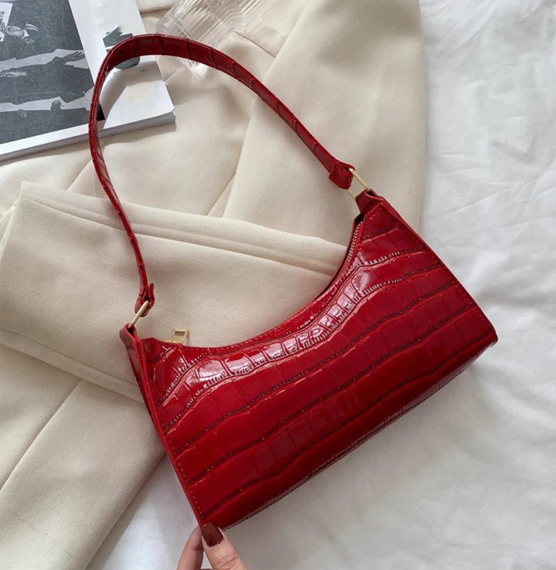 Borse in pelle PU moda per donna Borsa da ascella modello alligatore Borsa da donna piccola borsa a tracolla sotto le ascelle