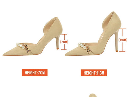 7CM/11CM Zapatos Mujer Tacon 2025 European Stilettos Style Pearl Sandals Shoes Women Heels