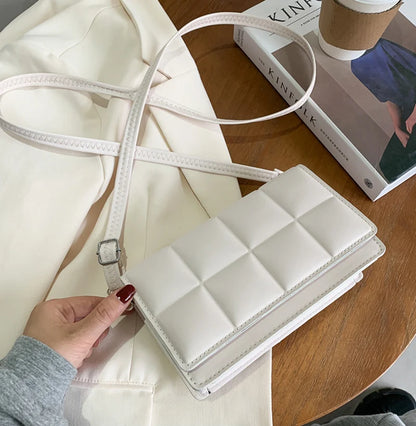 Nuove borse a tracolla moda tinta unita borsa a tracolla da viaggio femminile plaid piccole borse a tracolla in pelle PU per donna