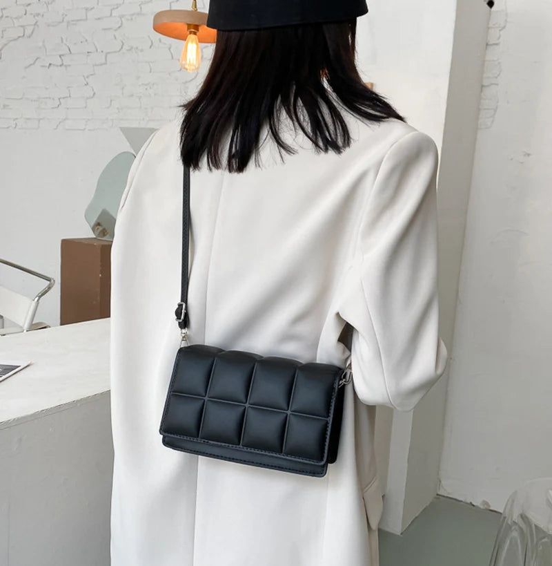 Nuove borse a tracolla moda tinta unita borsa a tracolla da viaggio femminile plaid piccole borse a tracolla in pelle PU per donna