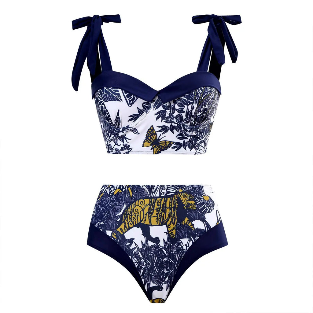 2023 Two Piece Swimsuit Sling High Waist Skinny Bikini Set and Cover up Sexy Backless V Neck Bikinis & Beachwear
