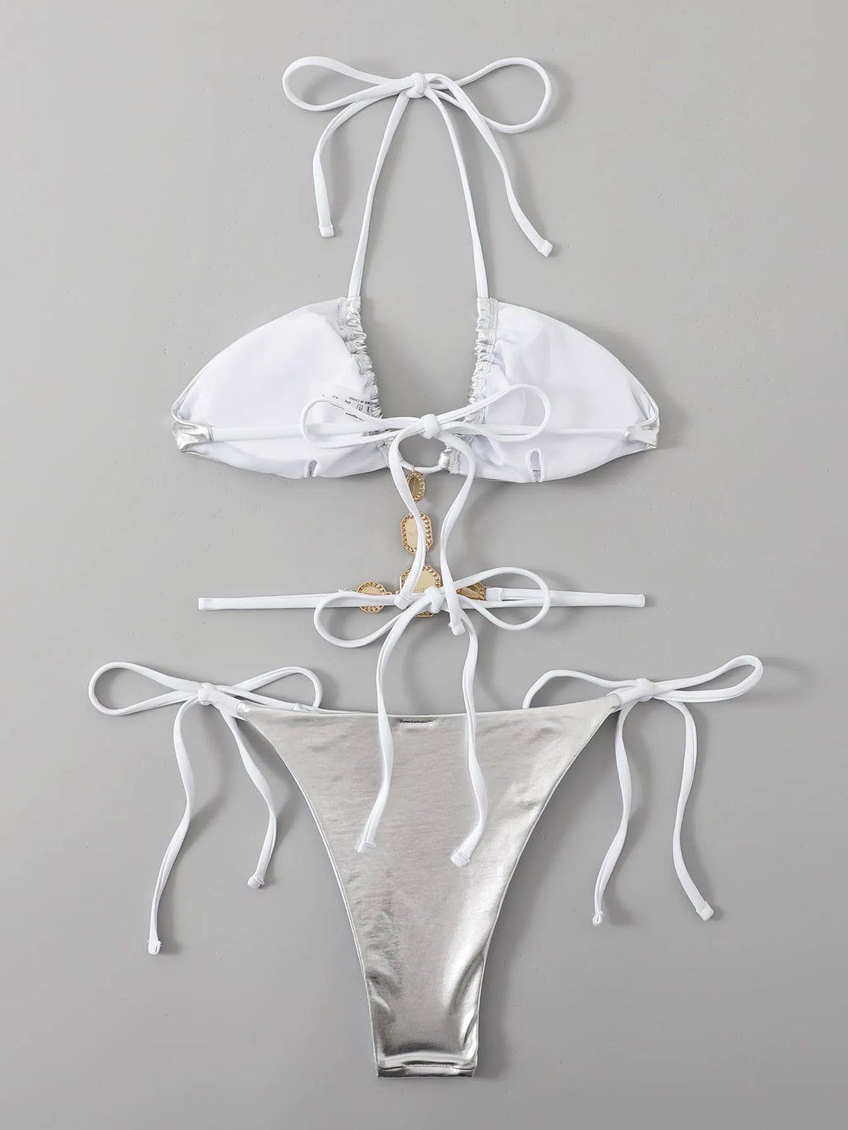 Crystal Bling Diamond Bikini Set Luxury Silver Swimwear Sexy Halter Women 2 Piece Bathing Suit for Pool Party